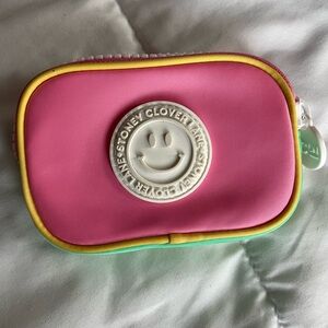 Stoney Clover Lane Micro Pink Pouch with Smiley Emblem